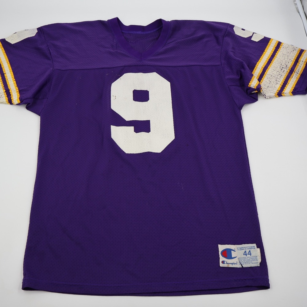Champion Football‎ Jersey Mens 44 Purple Vintage 80s Mesh USA Striped Sleeve 9